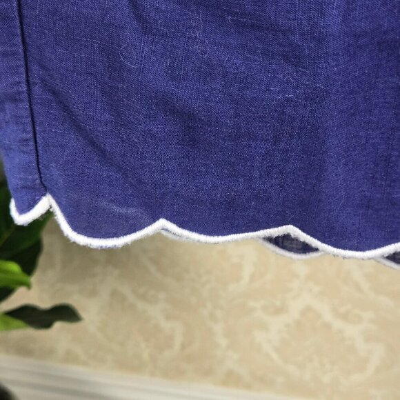 Vineyard Vines Size Small Strapless Romper Navy Blue White Scalloped Edges - Picture 5 of 11